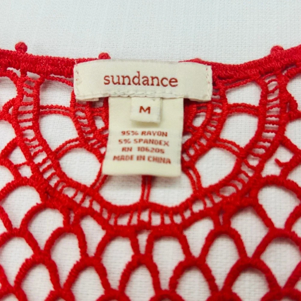Sundance Red Maxi Dress M Boho Crochet Lace Racerback Sleeveless Festival Beach - Picture 5 of 9